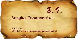 Brtyka Innocencia névjegykártya